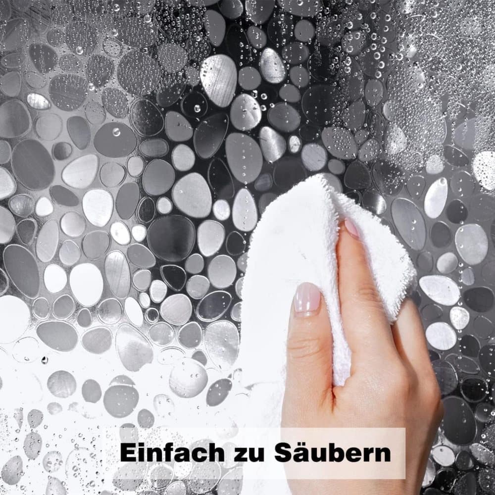 Waterproof Shower Curtain with Bottom Magnet and Weight Pebble Pattern, 180x180 cm V1188-MS-325-0533