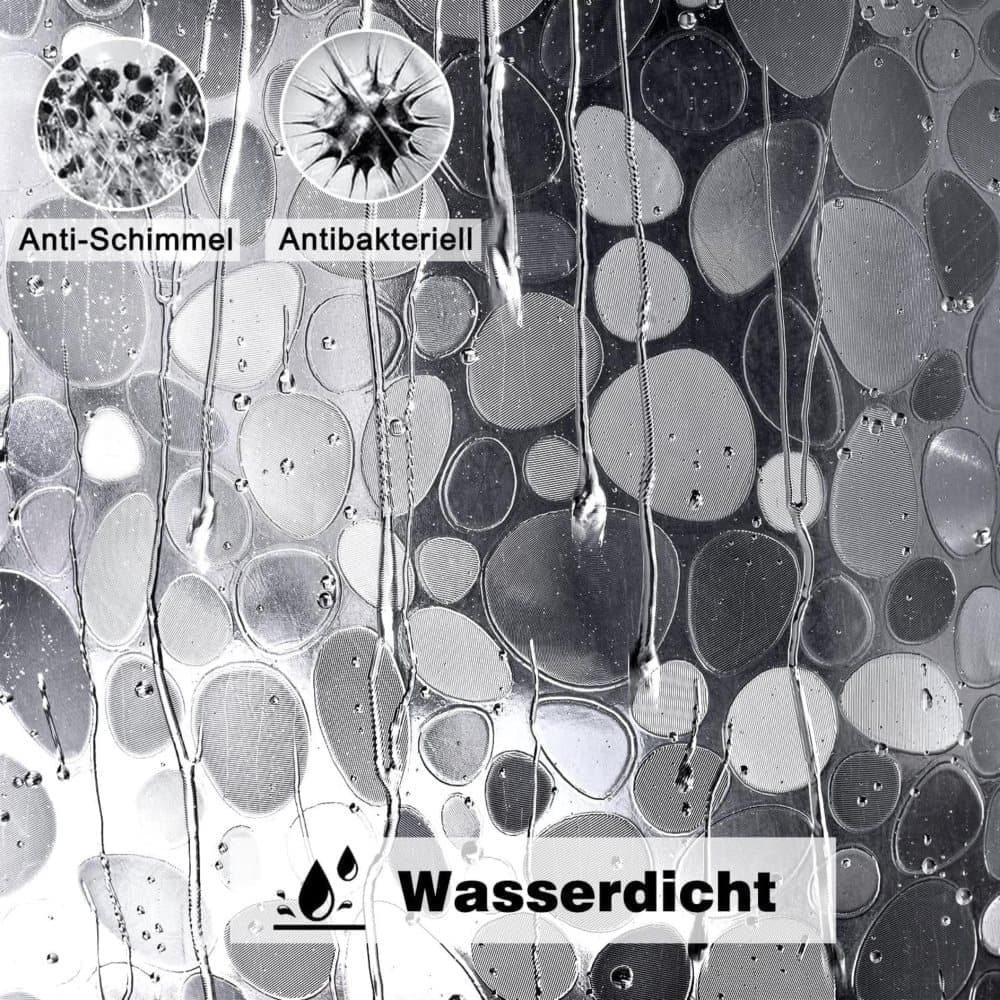 Waterproof Shower Curtain with Bottom Magnet and Weight Pebble Pattern, 180x180 cm V1188-MS-325-0533