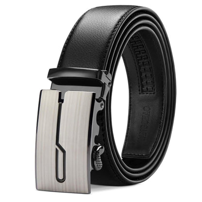 Men's Leather Belt, Adjustable Buckle, Black, 115CM V1188-MS-325-0534