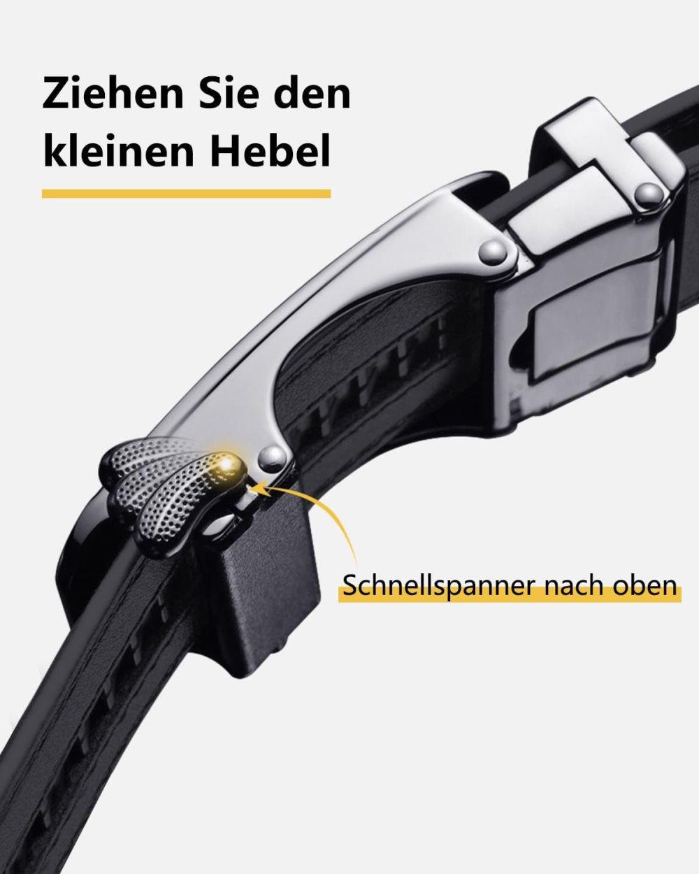 Men's Leather Belt, Adjustable Buckle, Black, 115CM V1188-MS-325-0534