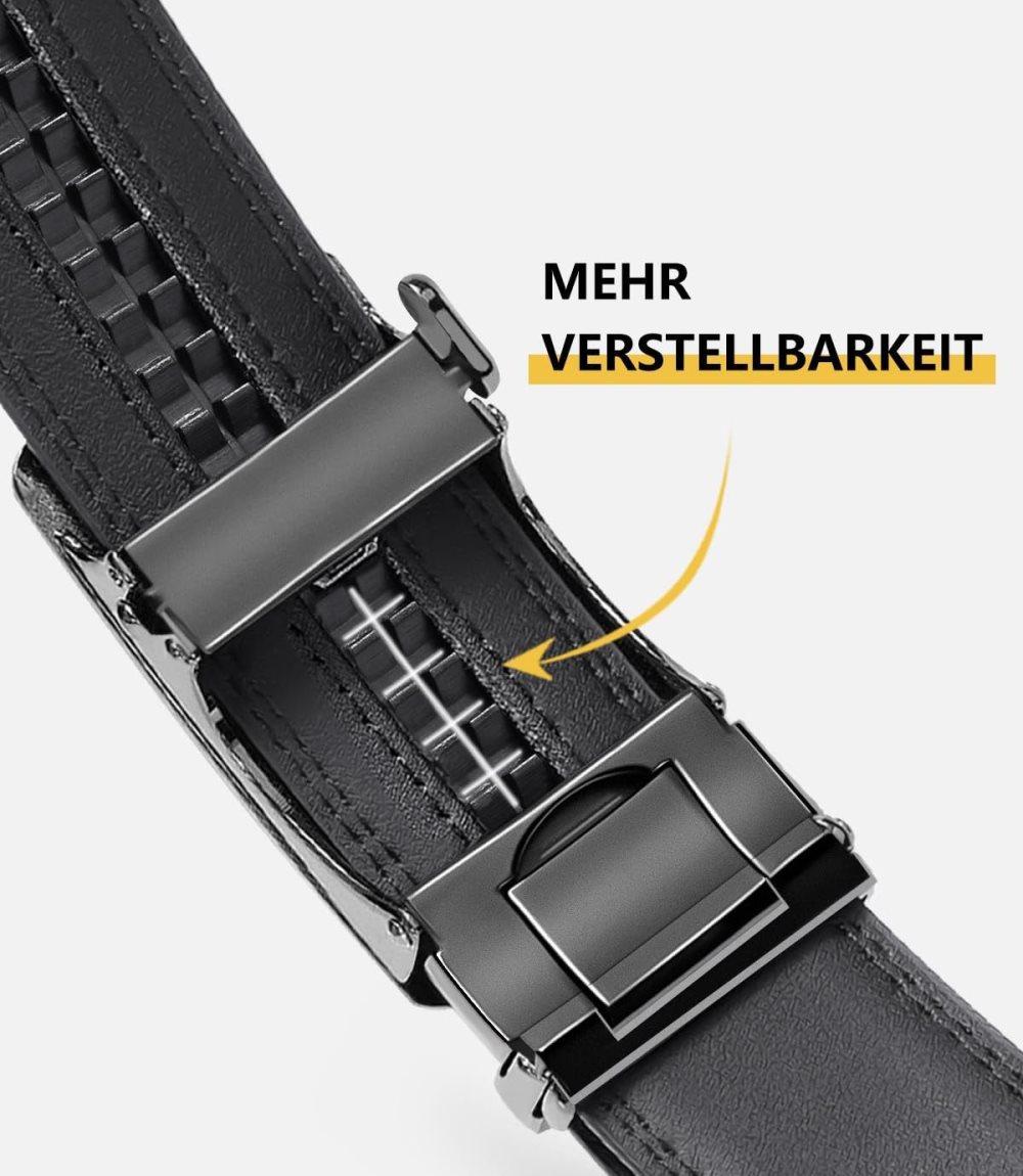 Men's Leather Belt, Adjustable Buckle, Black, 115CM V1188-MS-325-0534