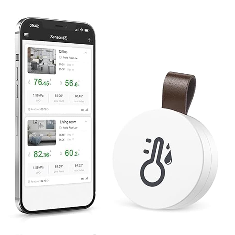 Wireless Bluetooth Thermometer Hygrometer with App Data Storage and Display V1188-MS-325-0539