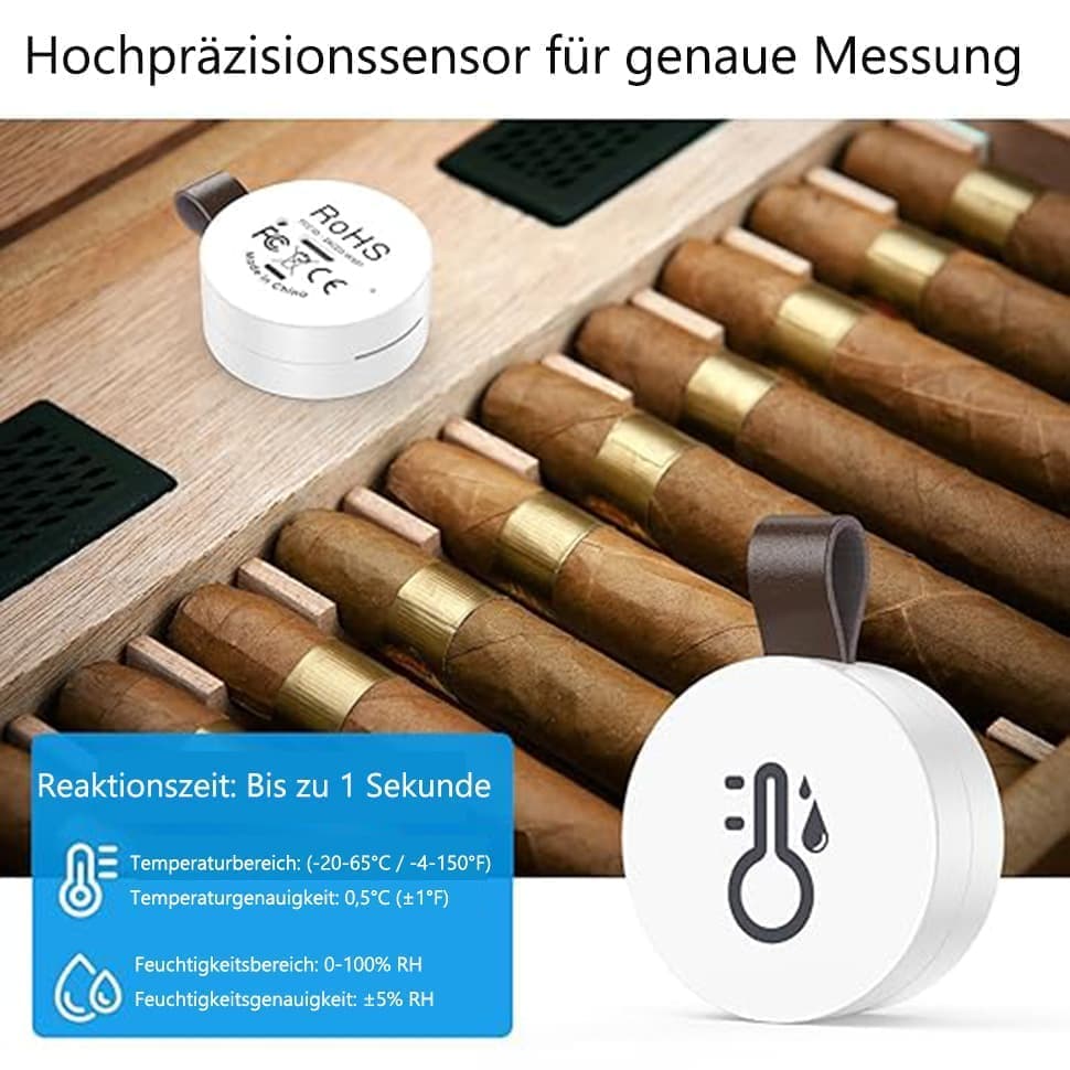 Wireless Bluetooth Thermometer Hygrometer with App Data Storage and Display V1188-MS-325-0539