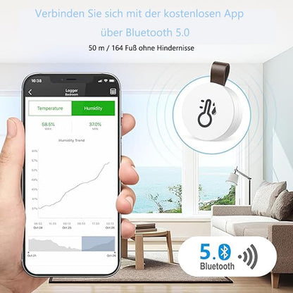 Wireless Bluetooth Thermometer Hygrometer with App Data Storage and Display V1188-MS-325-0539