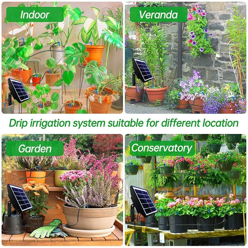15m Solar Irrigation System with Timer, Automatic Drip Kit, Anti-Siphon, for Garden Greenhouse Vegetables V1188-MS-325-0541
