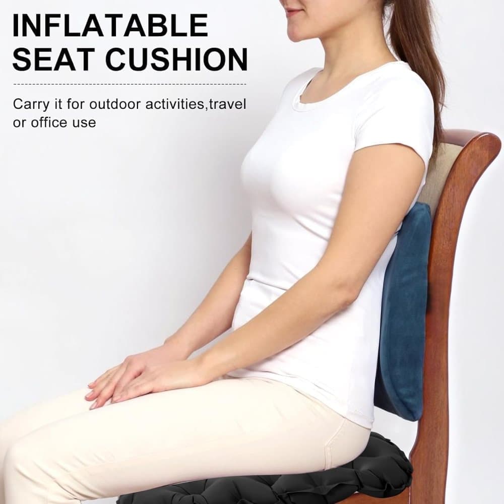 Inflatable Seat Cushion Stool, Lightweight Portable Waterproof for Outdoors and Offices, Green V1188-MS-325-0548