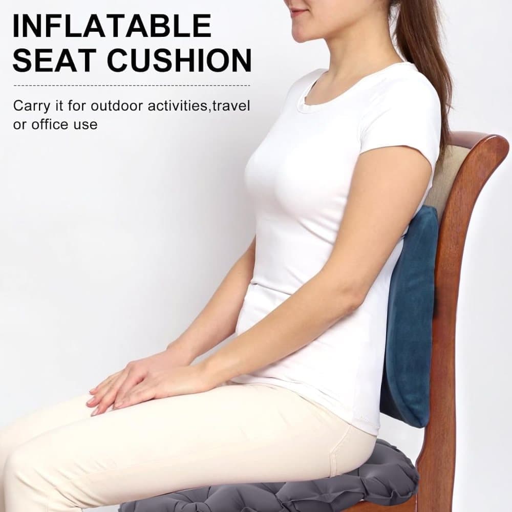 Inflatable Seat Cushion Stool, Waterproof Lightweight Portable for Outdoors and Offices, Dark Gray V1188-MS-325-0550