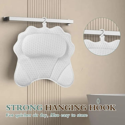 Ergonomic Bathtub Pillow with 6 Strong Suction Cups, Support for Head Neck Shoulders & Back, 4D Design, White V1188-MS-325-0553