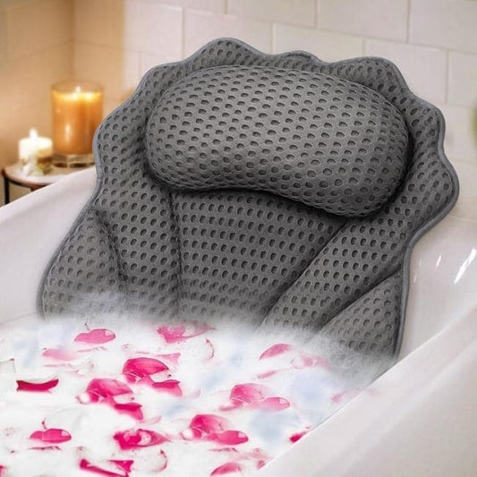6-Pack Ergonomic Bathtub Pillow with 6 Strong Suction Cups, Support for Head Neck Shoulders & Back, 4D V1188-MS-325-0554