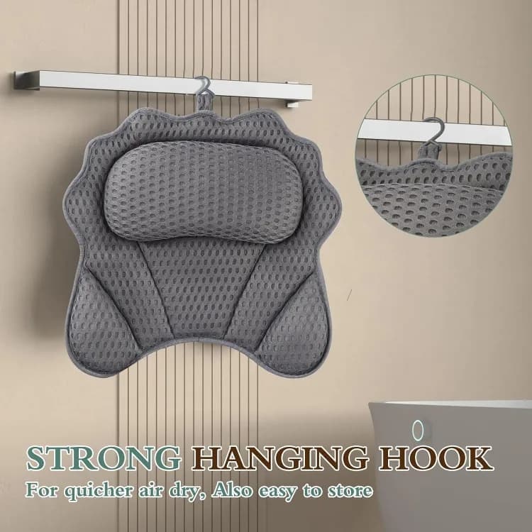 6-Pack Ergonomic Bathtub Pillow with 6 Strong Suction Cups, Support for Head Neck Shoulders & Back, 4D V1188-MS-325-0554