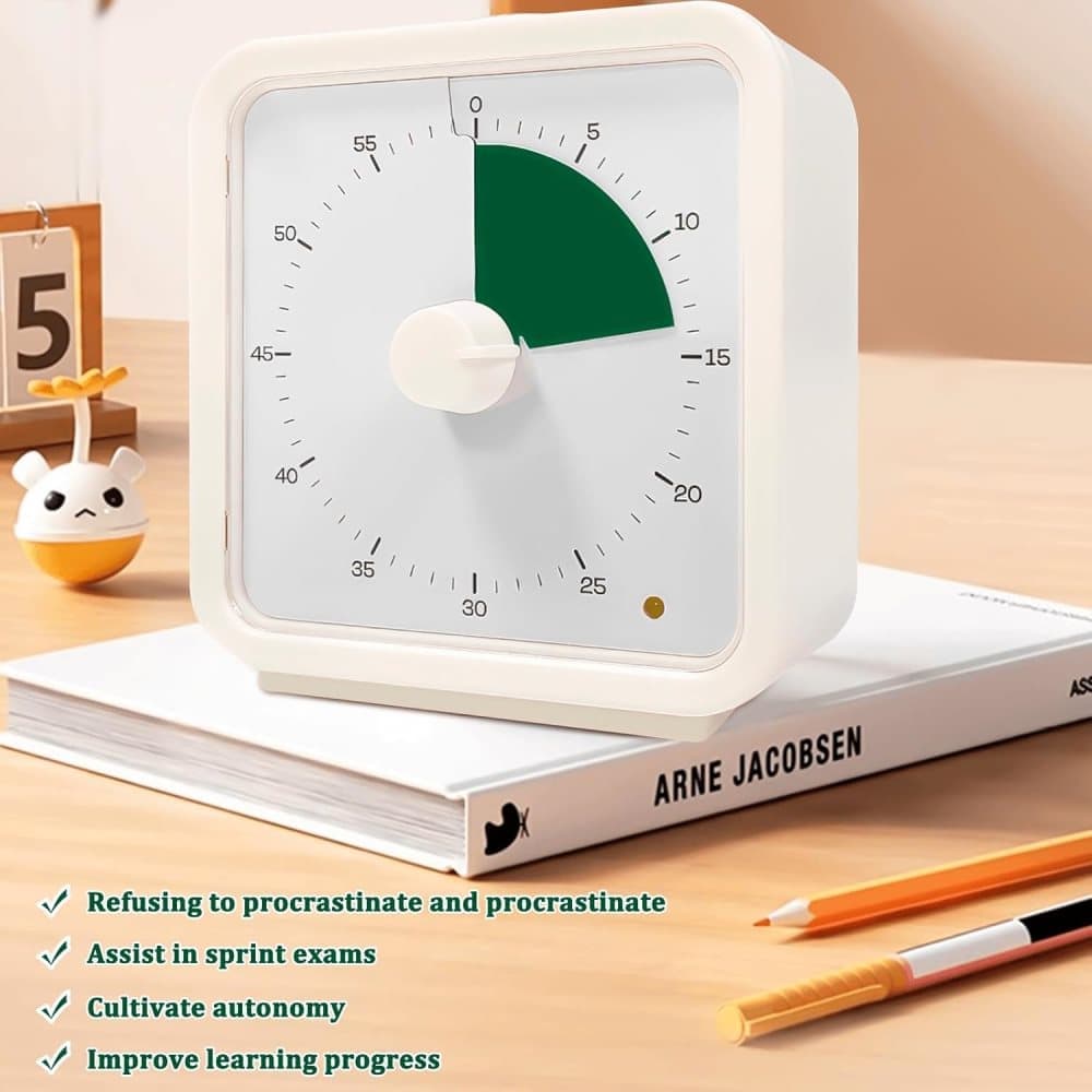 60 Minute Visual Timer for Kids Learning Classrooms Meetings, Adjustable Volume with Magnet, Dark Green V1188-MS-325-0560