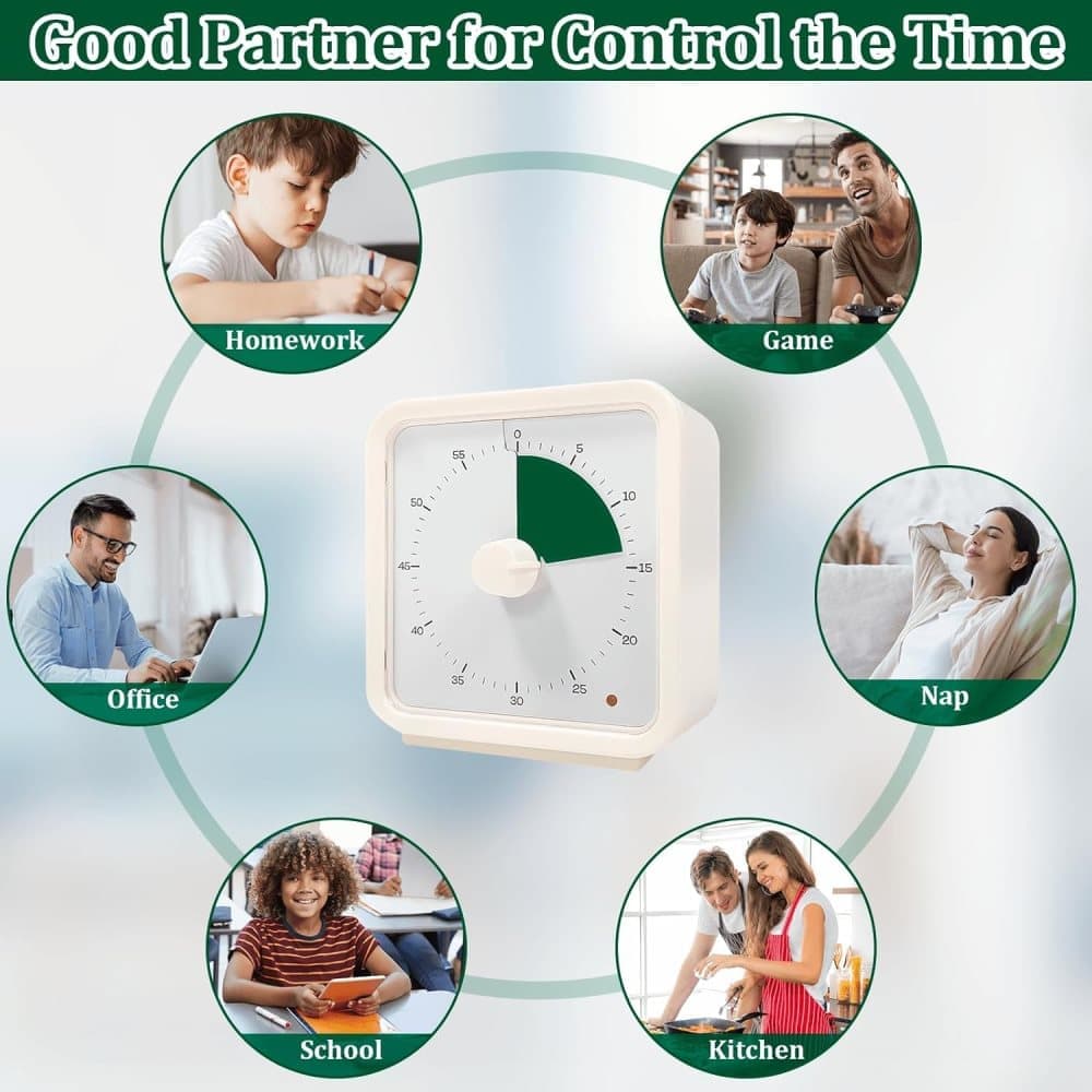 60 Minute Visual Timer for Kids Learning Classrooms and Meetings, Adjustable Volume with Magnet, Purple V1188-MS-325-0561