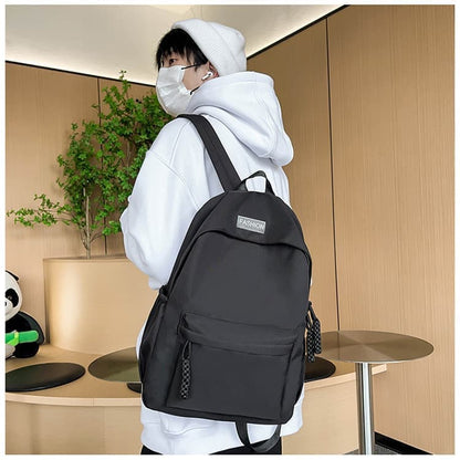 Waterproof School Backpack for Travel, Unisex Solid Color, Black V1188-MS-325-0568