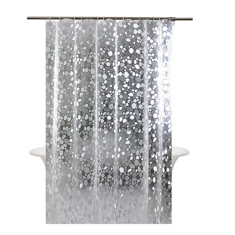 1.8m Waterproof Shower Curtain Lining Pebble Pattern Transparent Odorless for Bathroom, 180x200cm V1188-MS-325-0570