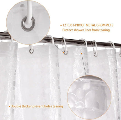 1.8m Waterproof Shower Curtain Lining Pebble Pattern Transparent Odorless for Bathroom, 180x200cm V1188-MS-325-0570