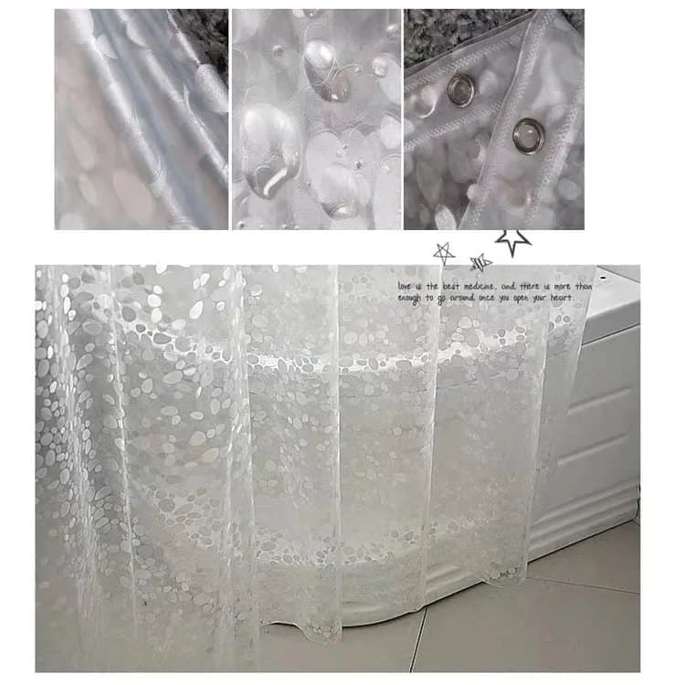 Shower Curtain Lining Pebble Pattern Transparent Waterproof Odorless, 1.5/1.8/2x1.8m, 150x180cm V1188-MS-325-0571