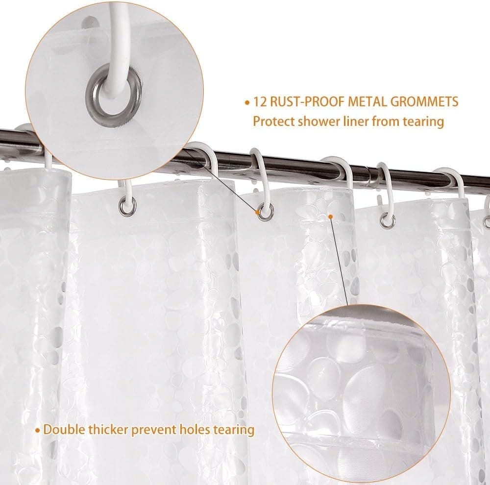 Shower Curtain Lining Pebble Pattern Transparent Waterproof Odorless, 1.5/1.8/2x1.8m, 150x180cm V1188-MS-325-0571