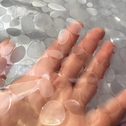 Shower Curtain Lining Pebble Pattern Transparent Waterproof Odorless for Bathroom, 1.5/1.8/2x1.8m V1188-MS-325-0572