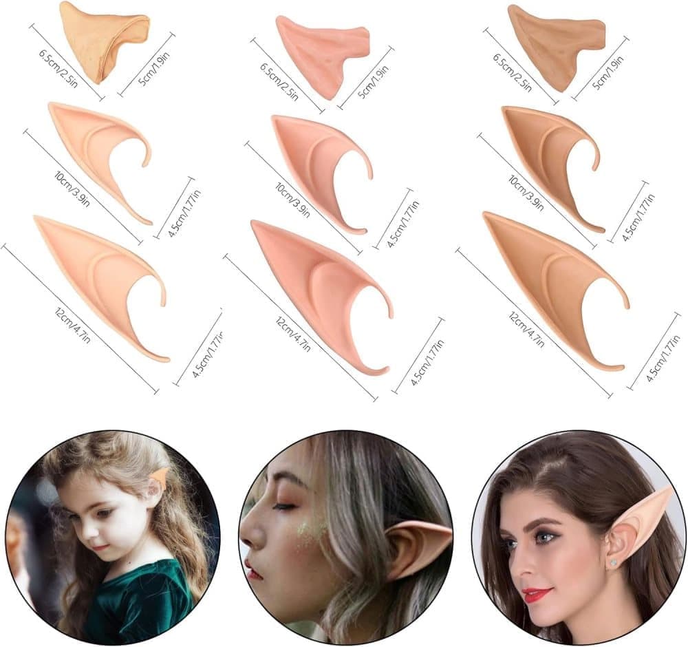 Halloween Elf Ears 9-Pack, One Size, Compatible with Costumes V1188-MS-325-0573