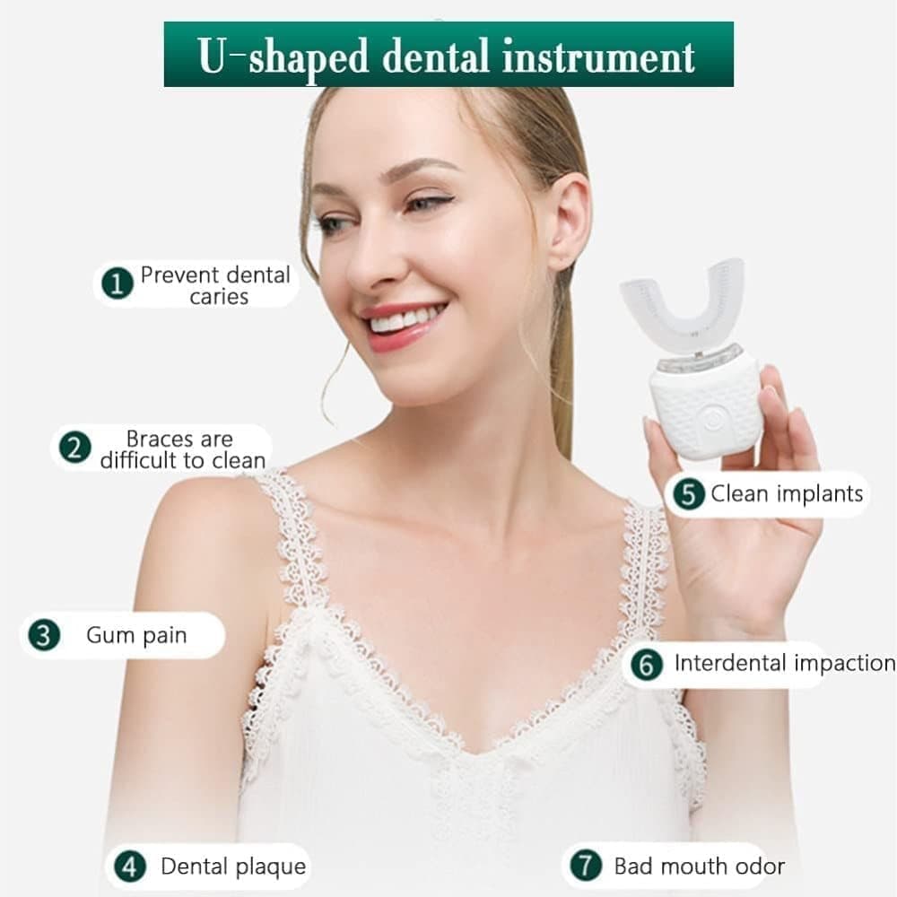 360 degrees U-Shaped Electric Toothbrush with 3 Cleaning Modes, IPX7 Waterproof, Automatic Ultrasonic Tooth V1188-MS-325-0578