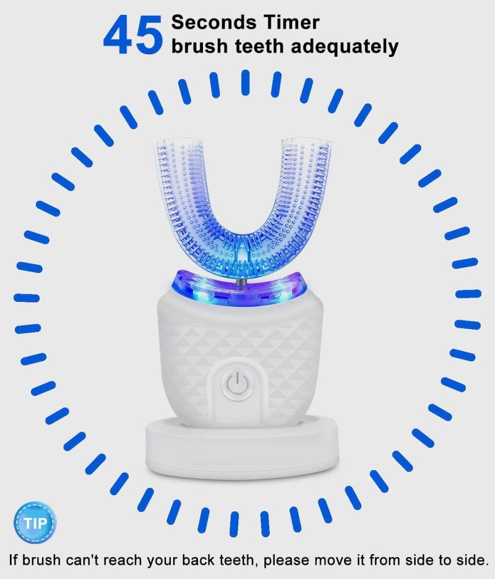 360 degrees U-Shaped Electric Toothbrush with 3 Cleaning Modes, IPX7 Waterproof, Automatic Ultrasonic Tooth V1188-MS-325-0578