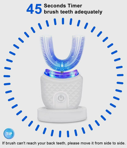 360 degrees U-Shaped Electric Toothbrush with 3 Cleaning Modes, IPX7 Waterproof, Automatic Ultrasonic Tooth V1188-MS-325-0578