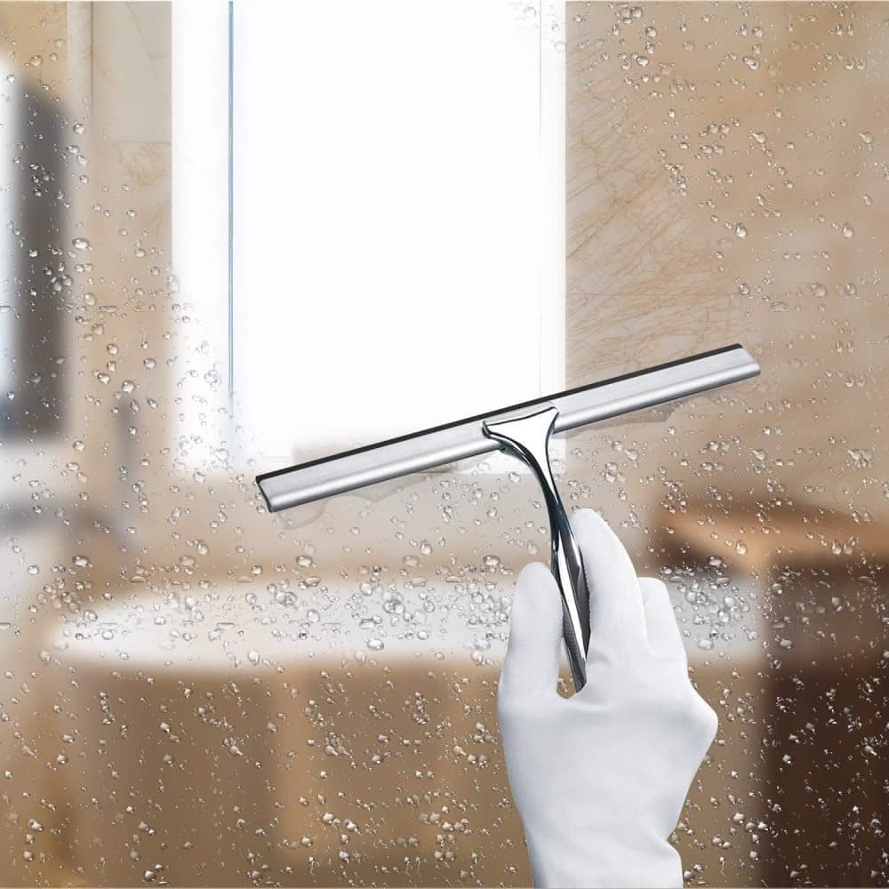 Bathroom Scraper with Wall Hook for Shower Door Kitchen Windows and Car Glass, 1 Pack V1188-MS-325-0602