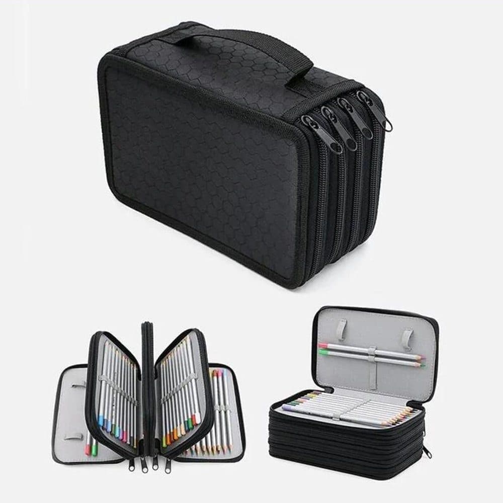 72 Holes Pen Case with Compartments, Large Capacity Lightweight Durable for Students and Office Use, Orange V1188-MS-325-0608