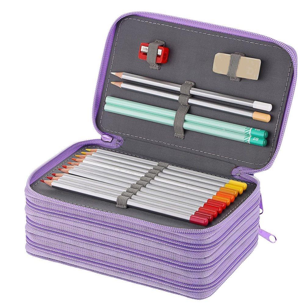 72 Holes Pen Case with Compartments, Large Capacity Lightweight Durable, Compatible with Students and Office V1188-MS-325-0609