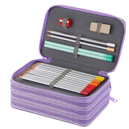 72 Holes Pen Case with Compartments, Large Capacity Lightweight Durable, Compatible with Students and Office V1188-MS-325-0609