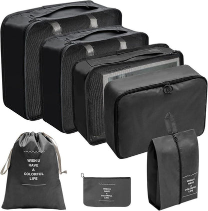 7-Piece Black Suitcase Organizer for Travel Bags V1188-MS-325-0611