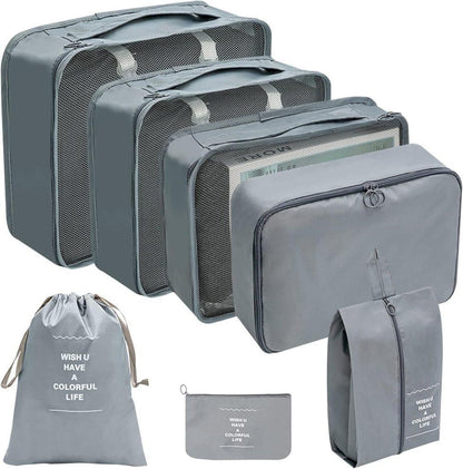 7-Piece Gray Suitcase Organizer for Travel Bags V1188-MS-325-0612
