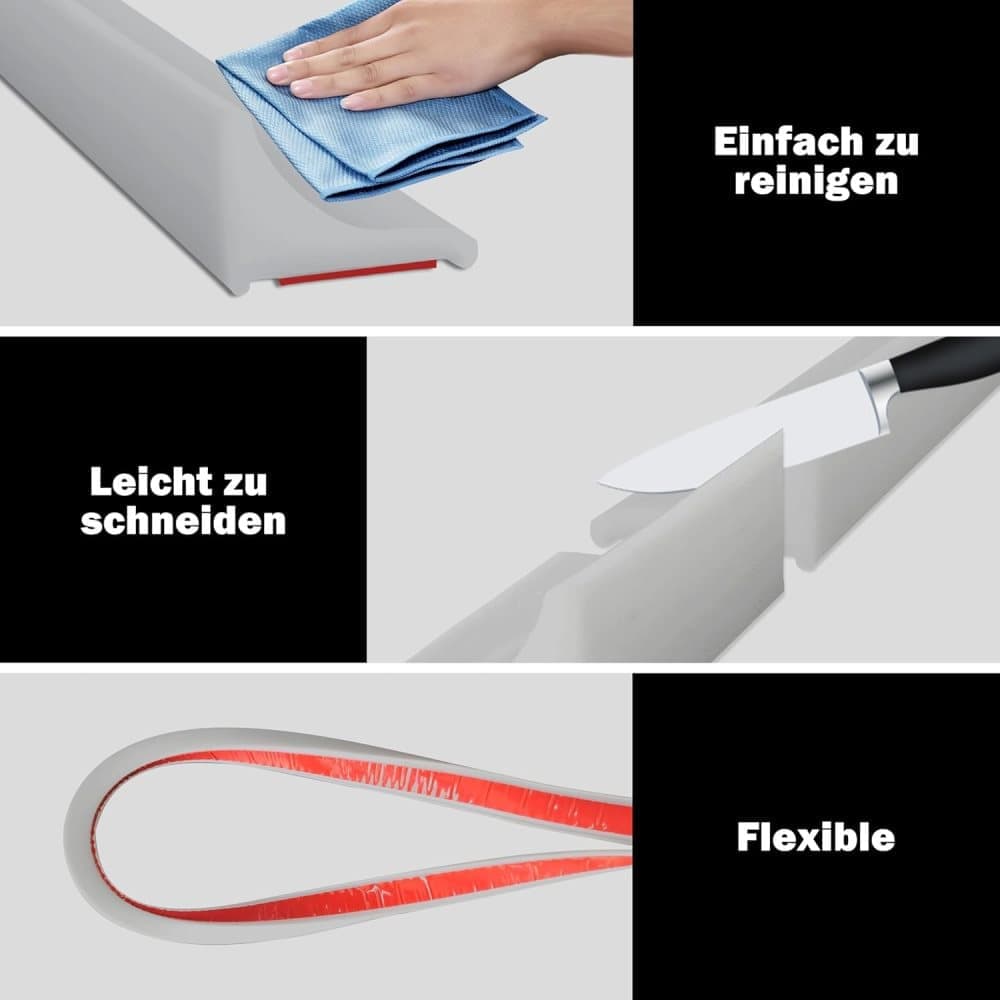 Self-Adhesive Shower Strip Water Barrier, 3 m, Gray, 5 Colors, Multiple Lengths V1188-MS-325-0619