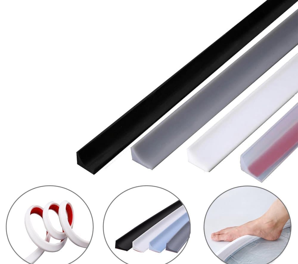 Self-Adhesive Shower Strip Water Barrier, 3 m, White, 5 Colors, Multiple Lengths V1188-MS-325-0620