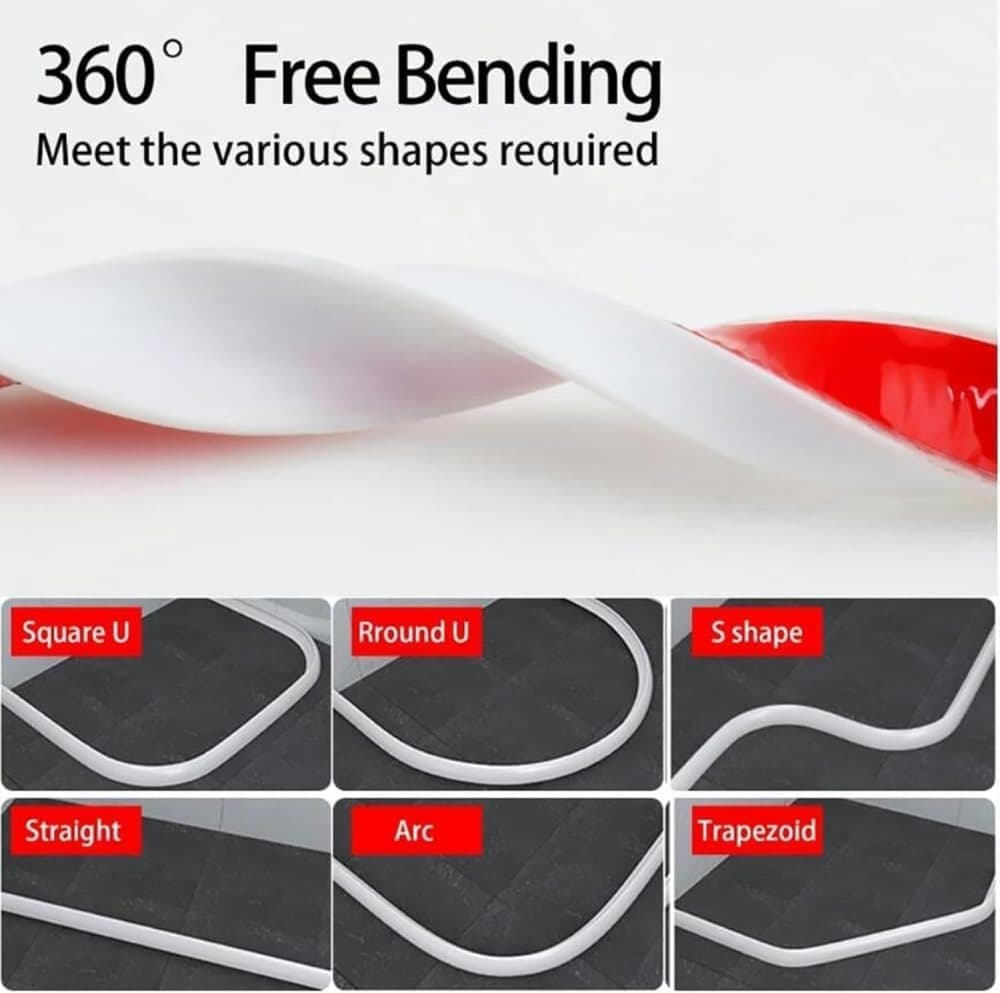 Self-Adhesive Shower Strip Water Barrier, 60 inches, Transparent, Multiple Colors V1188-MS-325-0621