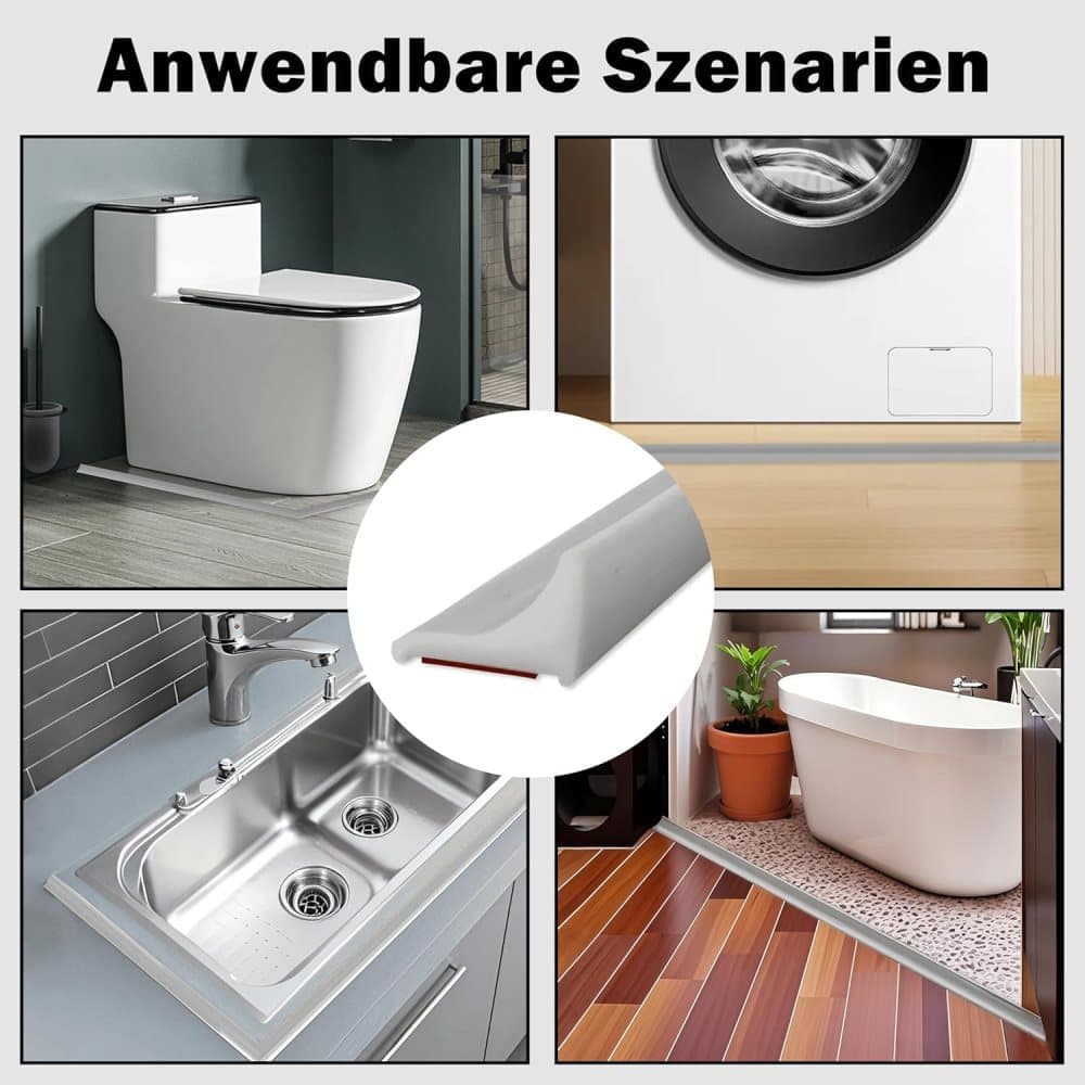 10 m Self-Adhesive Shower Strip Water Barrier with Self-Adhesive Strip, White V1188-MS-325-0625
