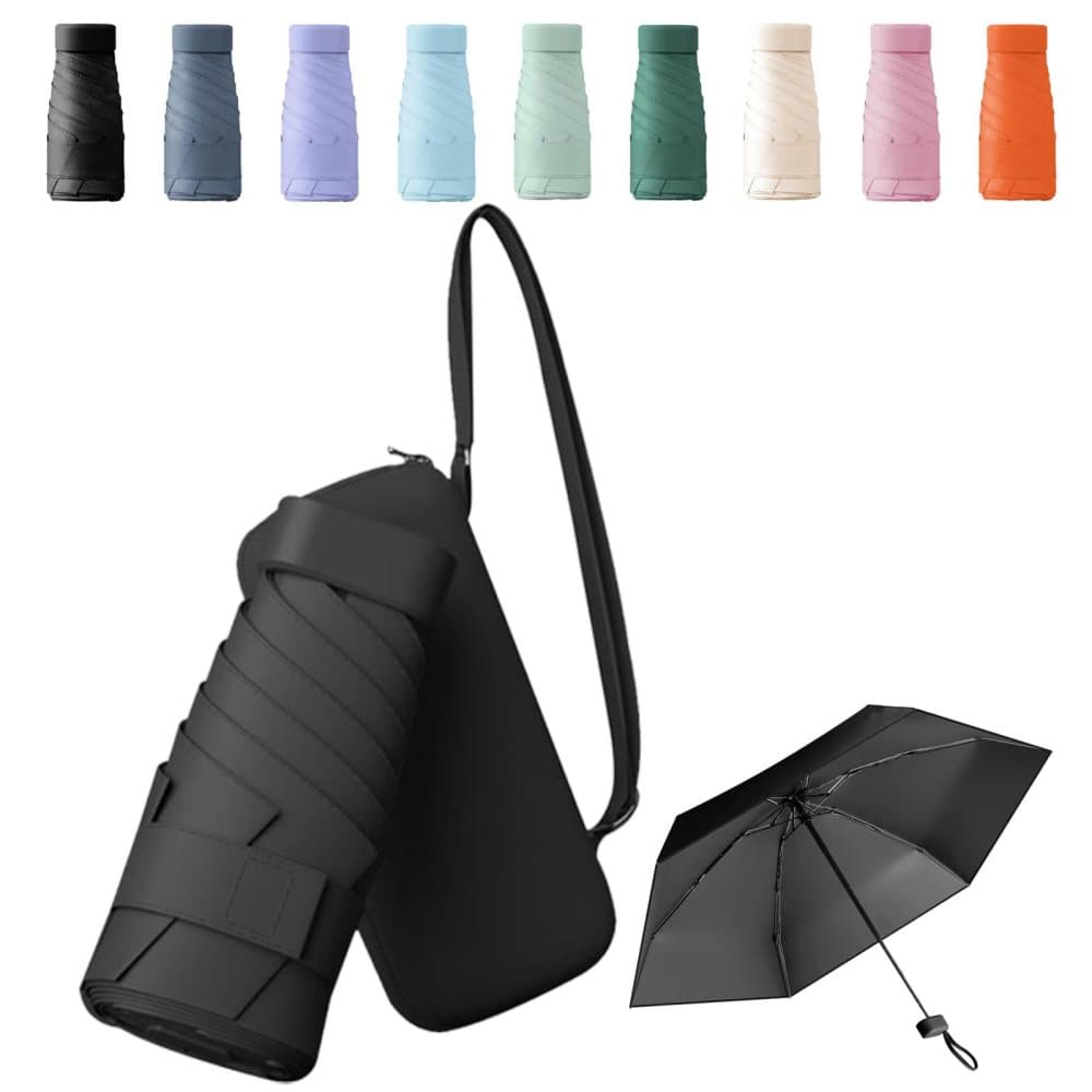 UV Protective Folding Umbrella Wind-Resistant Lightweight Waterproof for Travel Beach Everyday Use, Black V1188-MS-325-0629