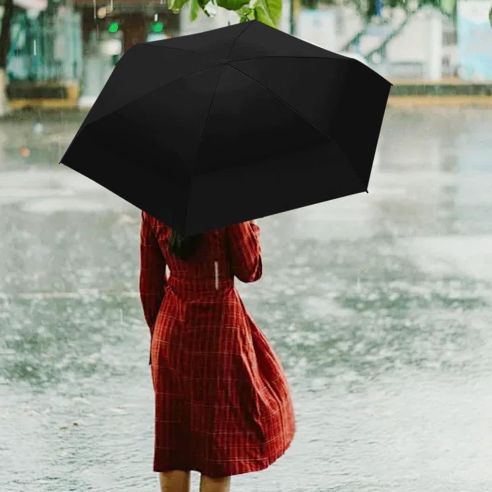 UV Protective Folding Umbrella Wind-Resistant Lightweight Waterproof for Travel Beach Everyday Use, Black V1188-MS-325-0629