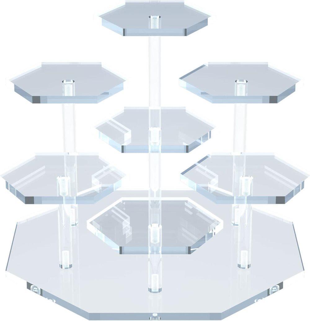 7-Tier Acrylic Display Stand for Cupcakes Perfume Desserts Figurines, Transparent V1188-MS-325-0634