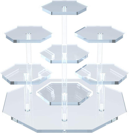 7-Tier Acrylic Display Stand for Cupcakes Perfume Desserts Figurines, Transparent V1188-MS-325-0634
