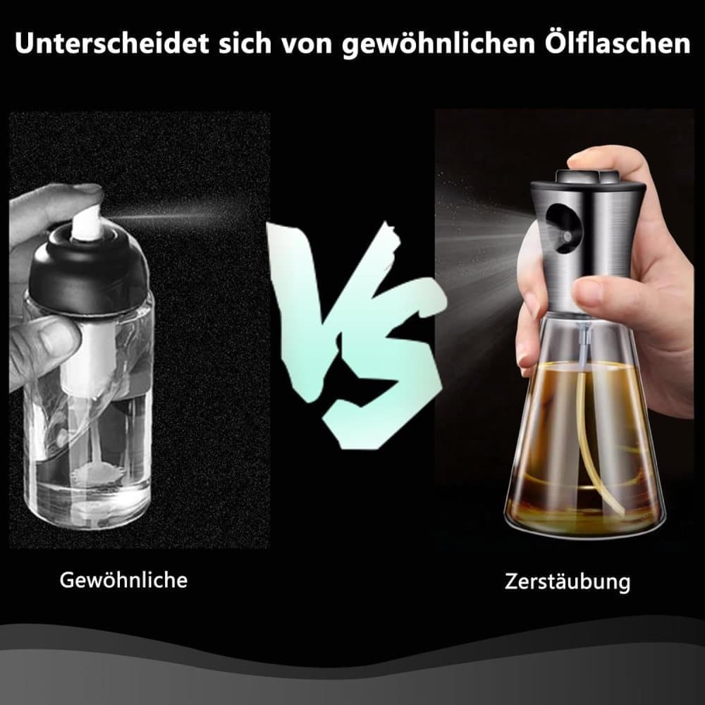 Stainless Steel and Glass Oil Spray Bottle 200 ml, Conical Design for Cooking Grilling Baking V1188-MS-325-0643