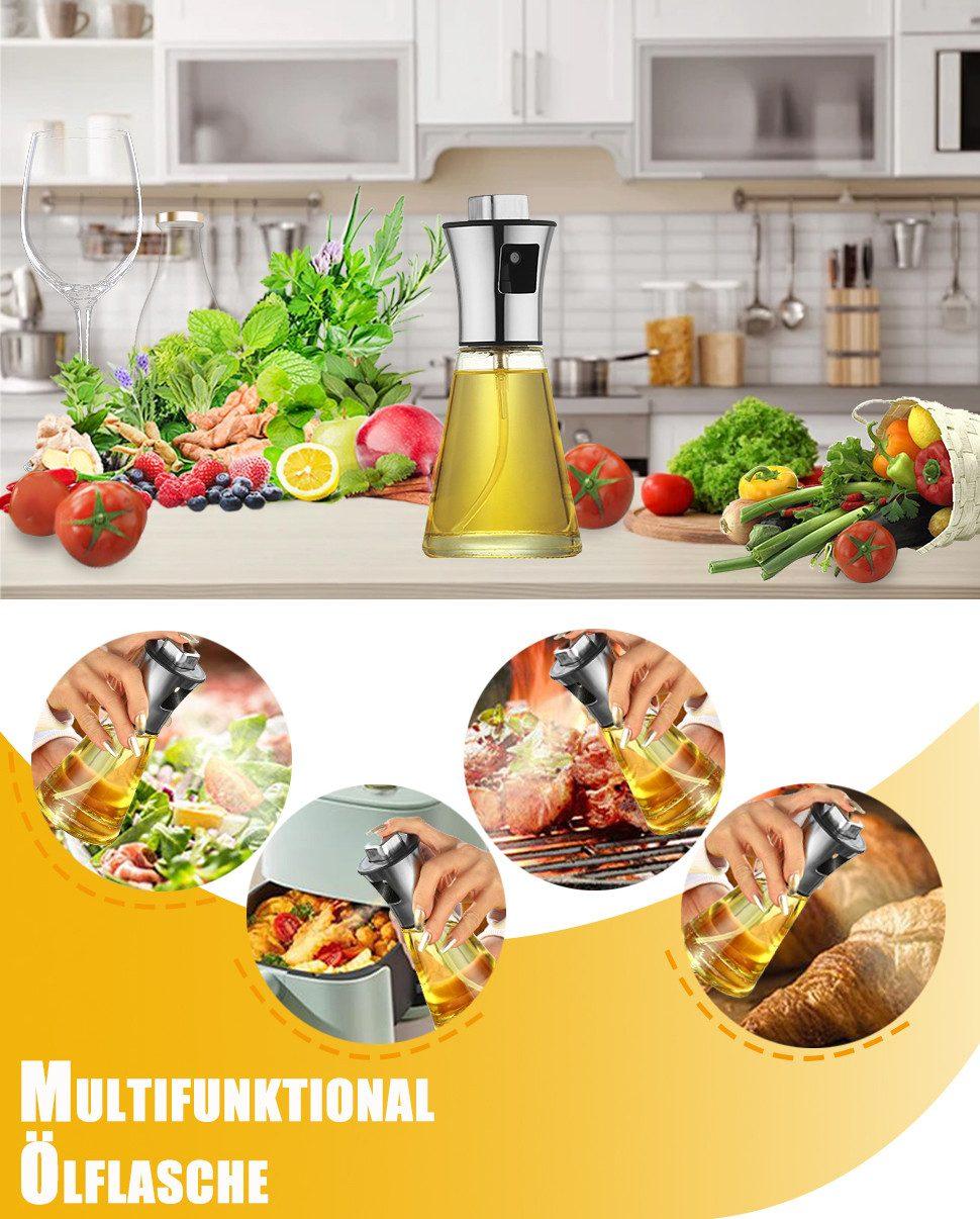 Stainless Steel and Glass Oil Spray Bottle 200 ml, Conical Design for Cooking Grilling Baking V1188-MS-325-0643