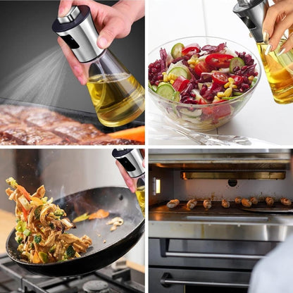Stainless Steel and Glass Oil Spray Bottle 200 ml, Conical Design for Cooking Grilling Baking V1188-MS-325-0643