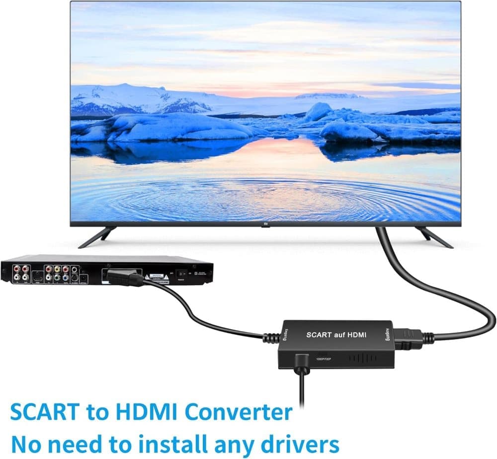 Scart to HDMI Converter 1080P HD Video Audio Adapter, Compatible with Set-Top Box Xbox PS3, Plug & Play V1188-MS-325-0644