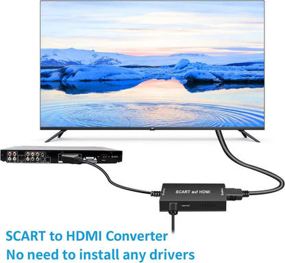 Scart to HDMI Converter 1080P HD Video Audio Adapter, Compatible with Set-Top Box Xbox PS3, Plug & Play V1188-MS-325-0644