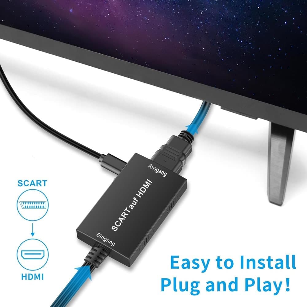 Scart to HDMI Converter 1080P HD Video Audio Adapter, Compatible with Set-Top Box Xbox PS3, Plug & Play V1188-MS-325-0644