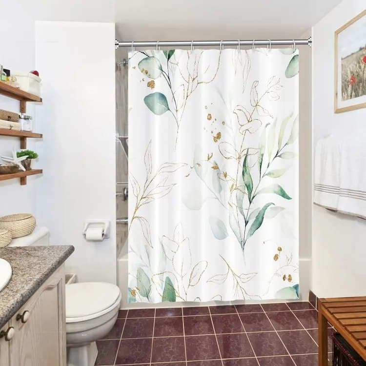 Waterproof Shower Curtain Green Mildew Resistant, 180x180 cm V1188-MS-325-0645