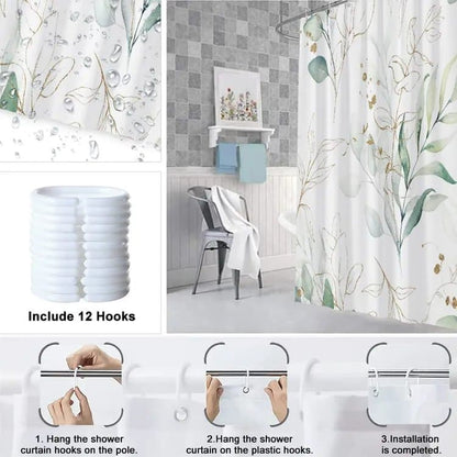 Waterproof Shower Curtain Green Mildew Resistant, 180x180 cm V1188-MS-325-0645