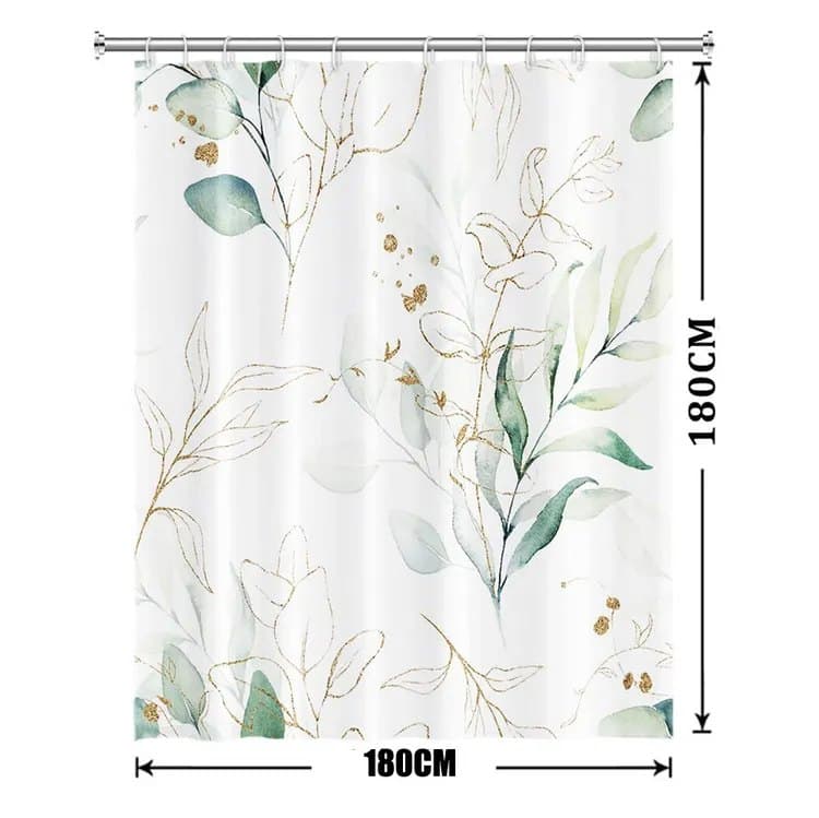 Waterproof Shower Curtain Green Mildew Resistant, 180x180 cm V1188-MS-325-0645