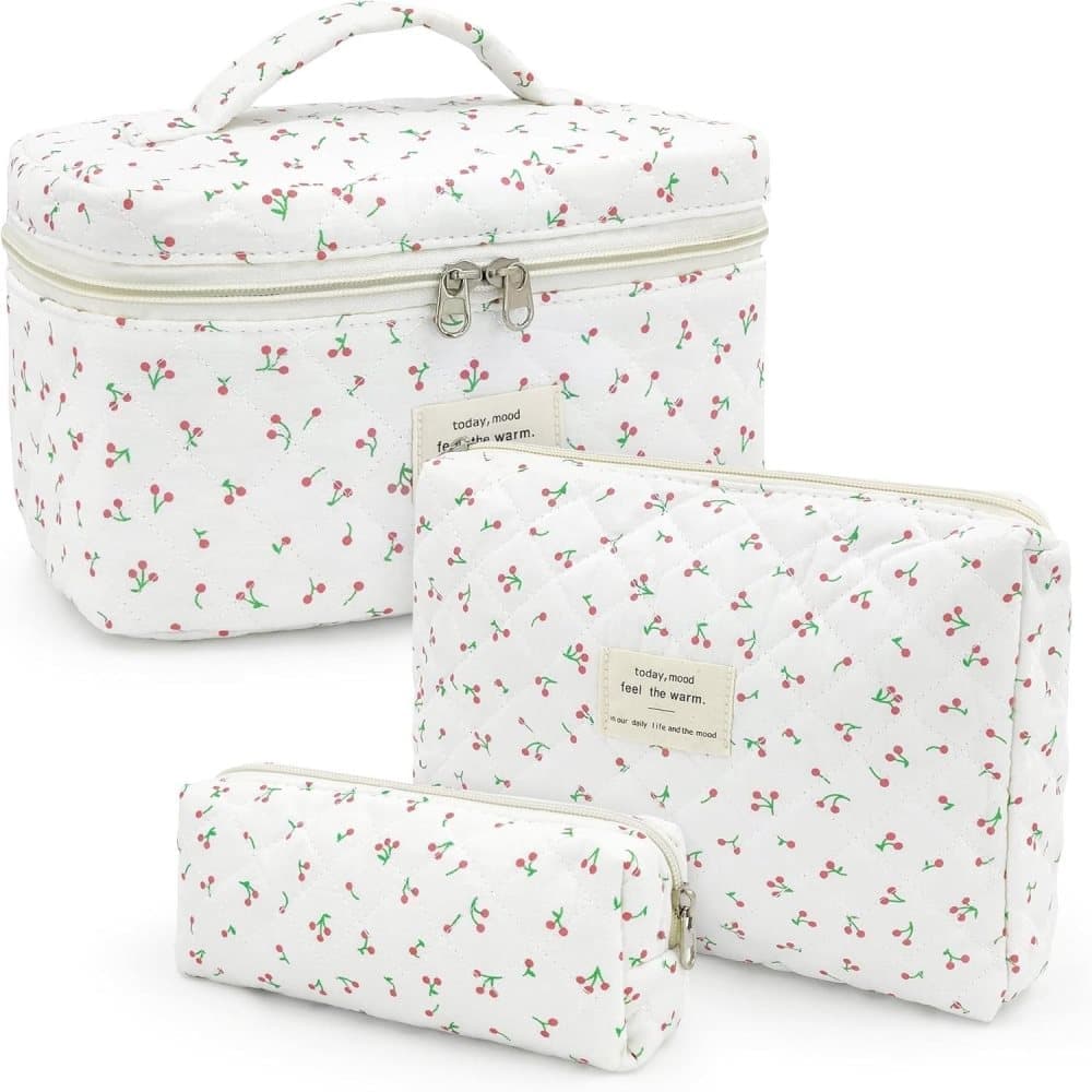3-Piece Floral Makeup Bag Toiletry Travel Organizer, 20 x 10 cm V1188-MS-325-0647